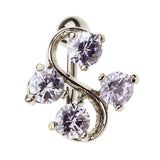 Maxbell 14G Zircon Crystal Belly Button Bar Navel Ring Body Piercing Jewelry Purple