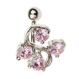 Maxbell 14G Zircon Crystal Belly Button Bar Navel Ring Body Piercing Jewelry Pink