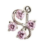 Maxbell 14G Zircon Crystal Belly Button Bar Navel Ring Body Piercing Jewelry Pink