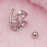 Maxbell 14G Zircon Crystal Belly Button Bar Navel Ring Body Piercing Jewelry Pink