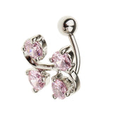 Maxbell 14G Zircon Crystal Belly Button Bar Navel Ring Body Piercing Jewelry Pink