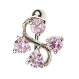 Maxbell 14G Zircon Crystal Belly Button Bar Navel Ring Body Piercing Jewelry Pink