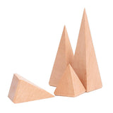 Maxbell 4 Pieces/Set Natural Wooden Ring Display Stand Organizer Holder Rack 3.6/5.5/7.5/9.7cm Assorted Size Pyramid Geometric