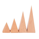 Maxbell 4 Pieces/Set Natural Wooden Ring Display Stand Organizer Holder Rack 3.6/5.5/7.5/9.7cm Assorted Size Pyramid Geometric