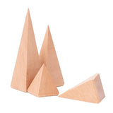 Maxbell 4 Pieces/Set Natural Wooden Ring Display Stand Organizer Holder Rack 3.6/5.5/7.5/9.7cm Assorted Size Pyramid Geometric