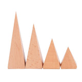 Maxbell 4 Pieces/Set Natural Wooden Ring Display Stand Organizer Holder Rack 3.6/5.5/7.5/9.7cm Assorted Size Pyramid Geometric
