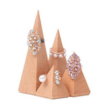 Maxbell 4 Pieces/Set Natural Wooden Ring Display Stand Organizer Holder Rack 3.6/5.5/7.5/9.7cm Assorted Size Pyramid Geometric