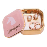 Maxbell Mini Travel Jewelry Ceramic Box Cosmetic Makeup Display Organizer Case Pink