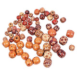 Maxbell 100pcs 10-17mm Printed Large Hole Wooden Beads Charm for DIY Jewelry 10mm