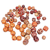 Maxbell 100pcs 10-17mm Printed Large Hole Wooden Beads Charm for DIY Jewelry 10mm