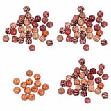 Maxbell 100pcs 10-17mm Printed Large Hole Wooden Beads Charm for DIY Jewelry 10mm