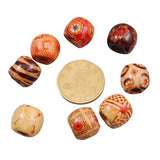 Maxbell 100pcs 10-17mm Printed Large Hole Wooden Beads Charm for DIY Jewelry 10mm