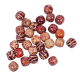 Maxbell 100pcs 10-17mm Printed Large Hole Wooden Beads Charm for DIY Jewelry 10mm