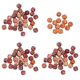 Maxbell 100pcs 10-17mm Printed Large Hole Wooden Beads Charm for DIY Jewelry 10mm