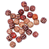 Maxbell 100pcs 10-17mm Printed Large Hole Wooden Beads Charm for DIY Jewelry 10mm