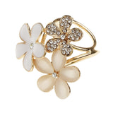 Maxbell Women Flower Shape Crystal Enamel Scarf Buckle Ring Clip Scarf Jewelry White