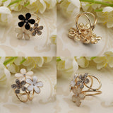 Maxbell Women Flower Shape Crystal Enamel Scarf Buckle Ring Clip Scarf Jewelry White