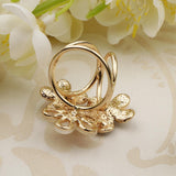 Maxbell Women Flower Shape Crystal Enamel Scarf Buckle Ring Clip Scarf Jewelry White