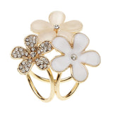 Maxbell Women Flower Shape Crystal Enamel Scarf Buckle Ring Clip Scarf Jewelry White