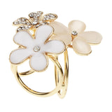 Maxbell Women Flower Shape Crystal Enamel Scarf Buckle Ring Clip Scarf Jewelry White