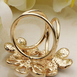 Maxbell Women Flower Shape Crystal Enamel Scarf Buckle Ring Clip Scarf Jewelry White