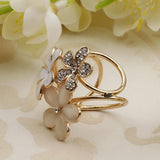 Maxbell Women Flower Shape Crystal Enamel Scarf Buckle Ring Clip Scarf Jewelry White