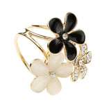 Maxbell Women Flower Shape Crystal Enamel Scarf Buckle Ring Clip Scarf Jewelry Black