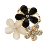 Maxbell Women Flower Shape Crystal Enamel Scarf Buckle Ring Clip Scarf Jewelry Black