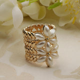 Maxbell Handmade Pearl Scarf Tube Ring Bohemian Shawl Clip Valentine's Gift Golden