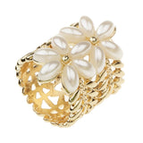 Maxbell Handmade Pearl Scarf Tube Ring Bohemian Shawl Clip Valentine's Gift Golden