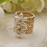 Maxbell Handmade Pearl Scarf Tube Ring Bohemian Shawl Clip Valentine's Gift Golden