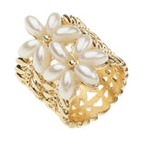 Maxbell Handmade Pearl Scarf Tube Ring Bohemian Shawl Clip Valentine's Gift Golden