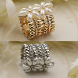 Maxbell Handmade Pearl Scarf Tube Ring Bohemian Shawl Clip Valentine's Gift Golden