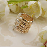 Maxbell Handmade Pearl Scarf Tube Ring Bohemian Shawl Clip Valentine's Gift Golden