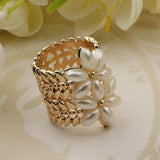 Maxbell Handmade Pearl Scarf Tube Ring Bohemian Shawl Clip Valentine's Gift Golden
