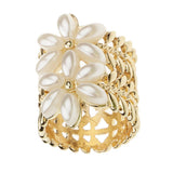 Maxbell Handmade Pearl Scarf Tube Ring Bohemian Shawl Clip Valentine's Gift Golden