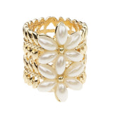 Maxbell Handmade Pearl Scarf Tube Ring Bohemian Shawl Clip Valentine's Gift Golden