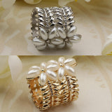 Maxbell Handmade Pearl Scarf Tube Ring Bohemian Shawl Clip Valentine's Gift Golden