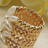 Maxbell Handmade Pearl Scarf Tube Ring Bohemian Shawl Clip Valentine's Gift Golden