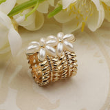 Maxbell Handmade Pearl Scarf Tube Ring Bohemian Shawl Clip Valentine's Gift Golden