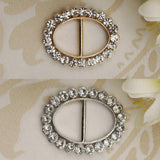 Maxbell Fashion Crystal Rhinestone Oval Scarf Holder Clip Buckle Women Jewelry Gold