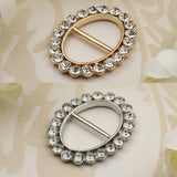 Maxbell Fashion Crystal Rhinestone Oval Scarf Holder Clip Buckle Women Jewelry Gold