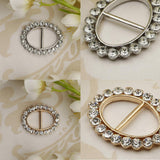 Maxbell Fashion Crystal Rhinestone Oval Scarf Holder Clip Buckle Women Jewelry Gold