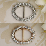 Maxbell Fashion Crystal Rhinestone Oval Scarf Holder Clip Buckle Women Jewelry Gold