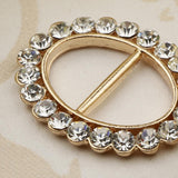 Maxbell Fashion Crystal Rhinestone Oval Scarf Holder Clip Buckle Women Jewelry Gold