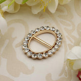 Maxbell Fashion Crystal Rhinestone Oval Scarf Holder Clip Buckle Women Jewelry Gold