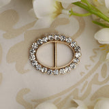 Maxbell Fashion Crystal Rhinestone Oval Scarf Holder Clip Buckle Women Jewelry Gold