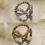 Maxbell Lady Unique Triple-Ring Silk Chiffon Scarf Clips Rings Holder Jewelry Gold