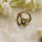 Maxbell Lady Unique Triple-Ring Silk Chiffon Scarf Clips Rings Holder Jewelry Gold