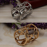 Maxbell Hollow Out Cylinder Scissor Shape Silk Chiffon Scarf Shawl Holder Gold